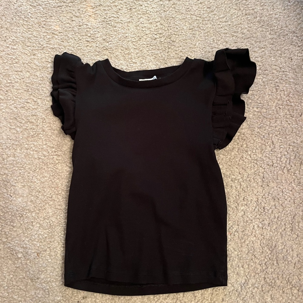 Black Ruffle Sleeve Top
